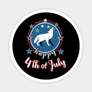 Happy 4th of July Howling Wolf Magnet